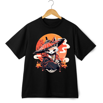 Cat Wearing Hat Kimono Oversized T-shirt