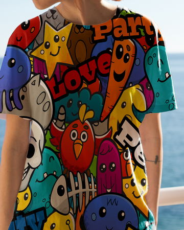 Party Love All Over Print Oversized T-shirt