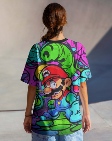 Cartoon All Over Print Oversized T-shirt